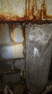 concrete block being damage