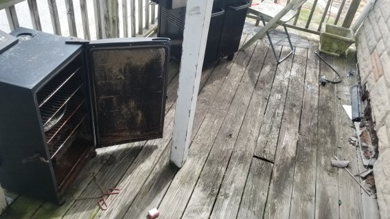 trash and debris on porch